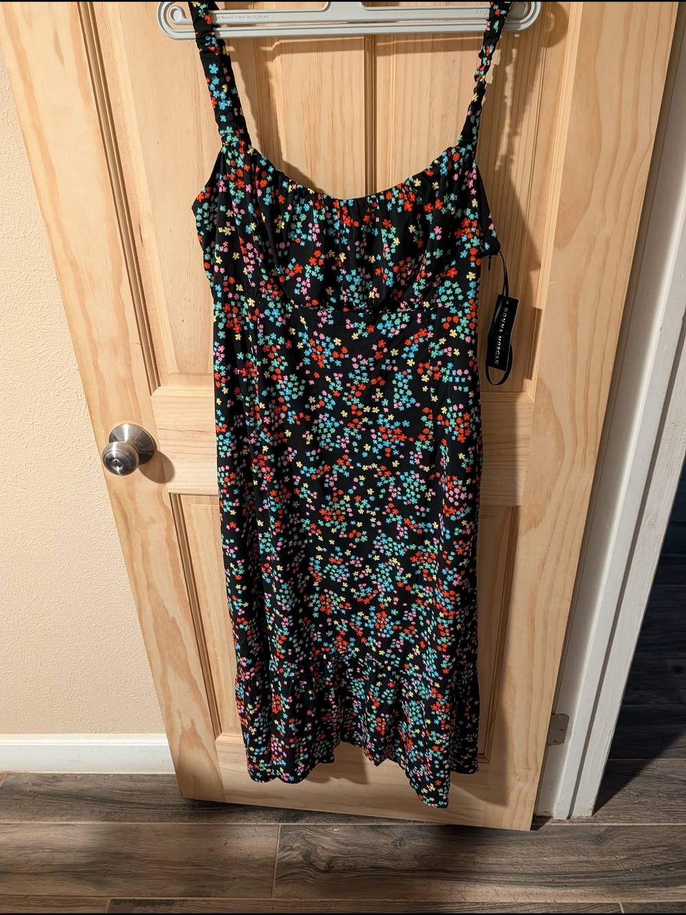 Donna Morgan Black Maxi Dress with Multicolor Floral Print